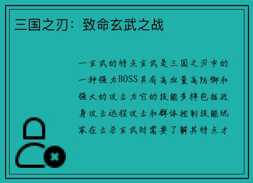 三国之刃：致命玄武之战
